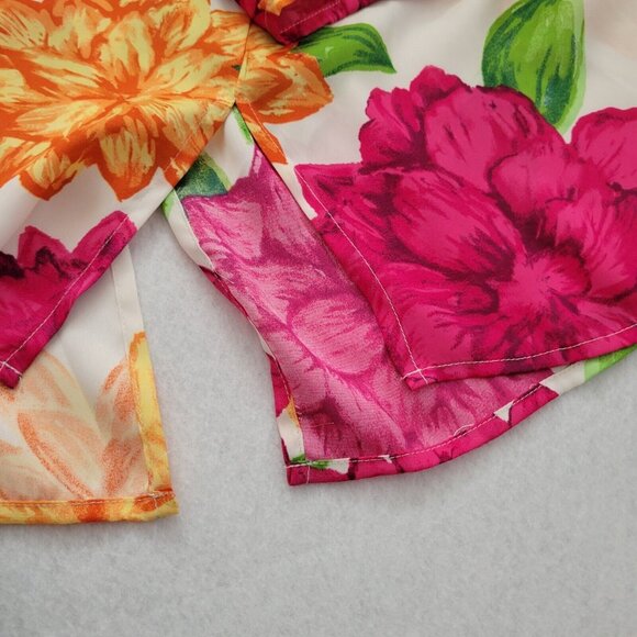 Charter Club Top Floral Size 0X Soft Flowy Sheer Bell Sleeves Side Slits - Picture 3 of 10